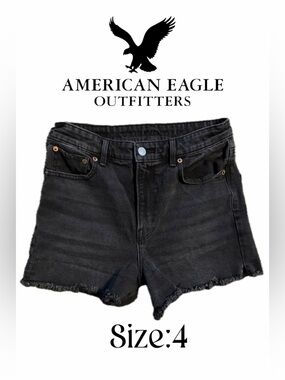 American Eagle Outfitters Black High-Rise Denim Shorts